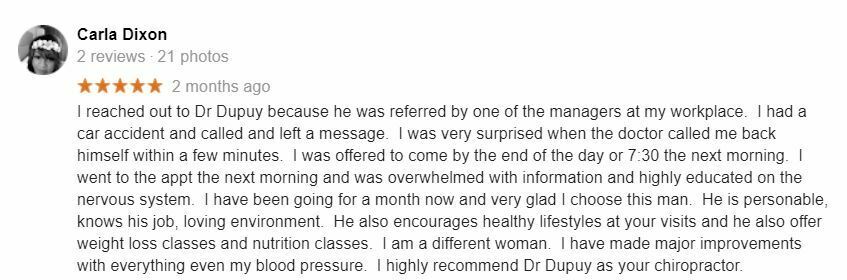 Chiropractic Simpsonville SC Patient Testimonials